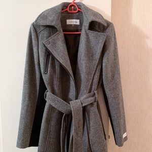 calvin klein grey wool coat